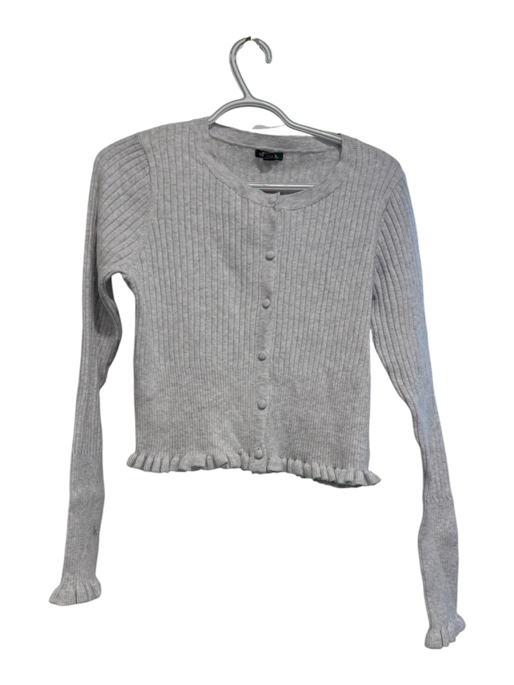 Wild Fable Women's Ribbed Lettuce Trim Button-Up Cardigan - Picture 1 of 3